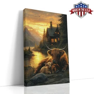 The Gentle Gaze of Highland Cows Wall Art, Canvas Print Home Decor, Wall Decor - Picture 1 of 10