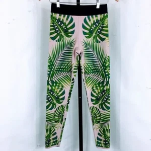 Ultracor x Soul Cycle Leggings Full Length Palm Green Pink Beach Leggings Sz L - Picture 1 of 9