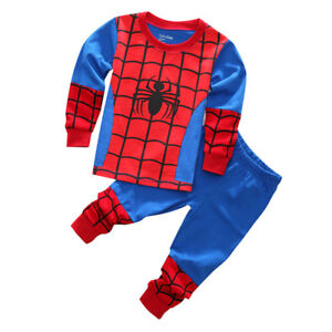 Boys Superhero Pajamas Sets Captain America Spider-Man Thor Hulk Ironman Outfits