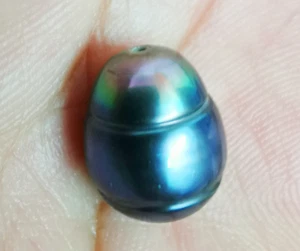AAA 14,5x11,6 mm mar del sur tahitiano genuino pavo real azul perla suelta perforada - Imagen 1 de 3
