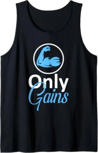 Camiseta sin mangas Only Gains Funny Gimnasio Fitness Entrenamiento Culturismo Levantamiento - Imagen 1 de 2