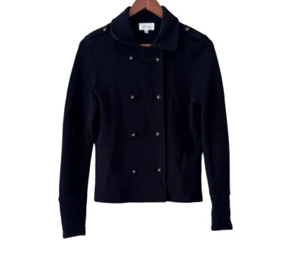 Foxcroft Azul Marino Oscuro Bronce Botón Cadete Militar Recortado Algodón Chaqueta Suéter  Foto 1 de 4