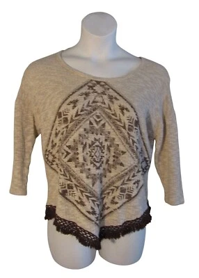 Suéter Ligero Absolutely Famous M Marrón Beige Estampado Suroeste Foto 1 de 3