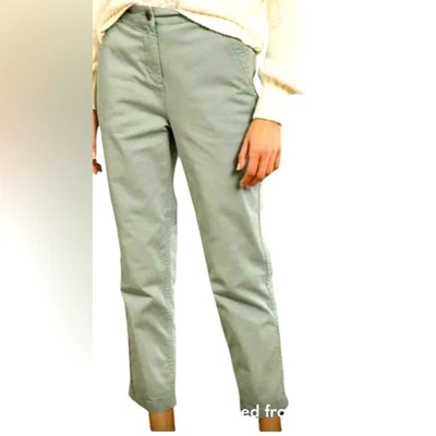 Boden Trousers Pale Green Straight Leg Chino Stretch Cotton Women’s 2P Cropped - Image 1 of 4