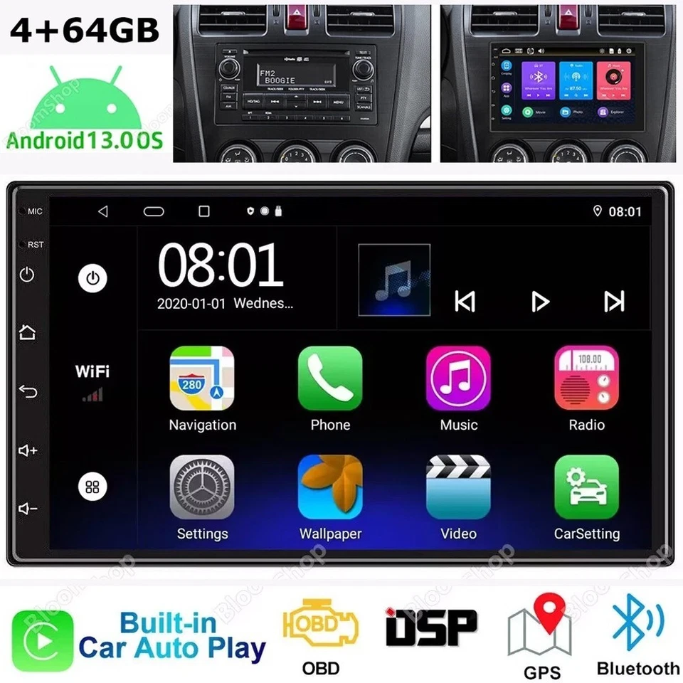 Reproductor de MP5 7" Android 13 Carplay Coche Estéreo 64GB Radio GPS WiFi 2 Din Navegación Foto 1 de 4