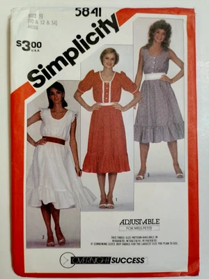 Simplicity 5841 Dress Pullover Sewing Pattern Ladies 10 12 14 Petite UC Ruffle - Image 1 of 4