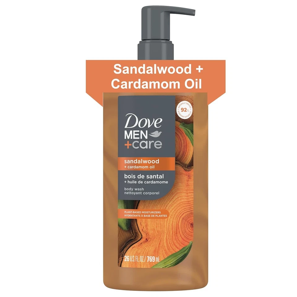Dove Men Care Body Wash SANDALWOOD Cardamom Oil 26 oz w/ Pump Top