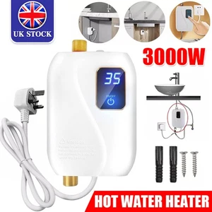 Electric Tankless Instant Hot Water Heater Under Sink Tap Bathroom Kitchen 3000W - Picture 1 of 18