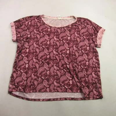 Camisa Lucky Brand Para Mujer 2X Manga Corta Ligera Cuello Redondo Informal Borgoña Foto 1 de 4