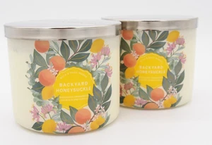 (2) Bath & Body Works Yellow BACKYARD HONEYSUCKLE Neroli Candle 14.5oz New - Picture 1 of 10