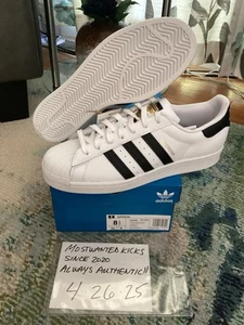 DS 2019 Adidas Superstar Low Cloud White & Core Black Sz 8.5 - Picture 1 of 10