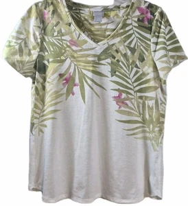 Camisa Chico's Zenergy Mujer 0 (4-6) Floral Manga Corta Top Palmeras Tropical BONITA - Imagen 1 de 6