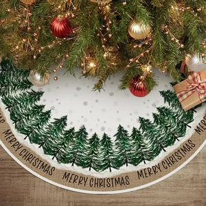 Merry Christmas Christmas Tree Skirt 48 Inch, Snowflake Winter Holiday Tree Mat  - Picture 1 of 12