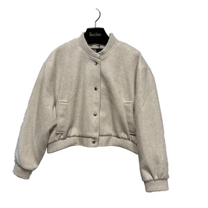 ZARA Cropped Soft Bomber Jacket Womens XL Pockets Snaps Sand Beige 3046/319/712 - Picture 1 of 14