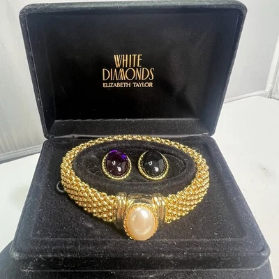 Pulsera Elizabeth Taylor de Colección Nueva en Caja Diamantes Blancos Tono Dorado Gemas Intercambiables Foto 1 de 4