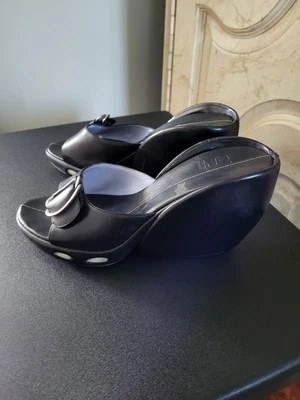 Nike AIR Mujer Cuero Negro Zapatos Sandalias Nike Air 8.5 B Foto 1 de 4