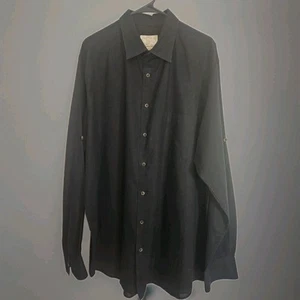 Tasso Elba Men's Cotton/Linen Western Shirt XLT Black Long Sleeve Cowboy 17-17.5 - Picture 1 of 7