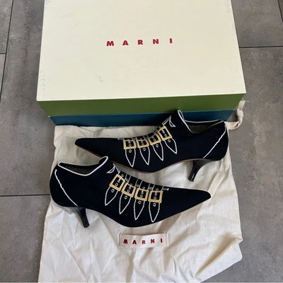 NUEVO Botín Marni Jaquard Negro 36 Euro o 6 US con Caja Bolsa para el Polvo Foto 1 de 4