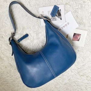 Bolso de Hombro COACH 9342 Ergo Cuero Azul Plata Herrajes De Colección Excelente - Imagen 1 de 10