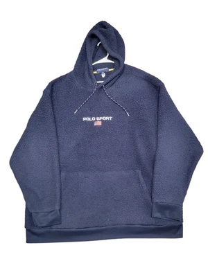 Polo Sport Ralph Lauren Sudadera con Capucha Para Hombres 4XB Azul Marino Sherpa Polar Pullover Grande Alto Foto 1 de 4