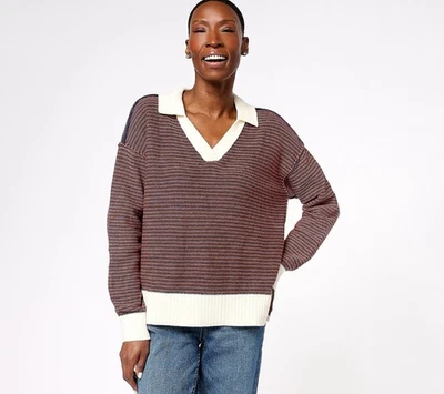 Suéter Peace Love World a Rayas Azul Oscuro X-Pequeño A607854 Foto 1 de 2