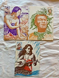 Cartes Postales * 20ème Anniversaire Premiers Timbres Polynésie Lot de 3 * 1978 - Foto 1 di 2