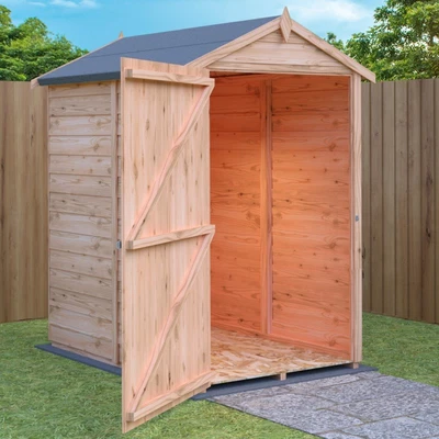 SHIRE 5x3 WOODEN GARDEN SHED APEX TOOL STORE SINGLE DOOR FLOOR WINDOWLESS 5ft x 3ft