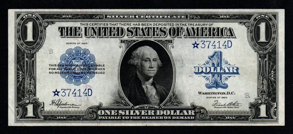 1923 $1 Lower Serial # *STAR* LARGE Size CRISP XF+/AU Silver Certificate! - Image 1 of 2