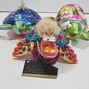 3 Strandmotiv Glas Ornamente bunte Schildkröten und Schildkröten  - Bild 1 von 8