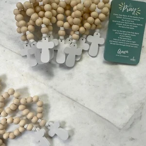 (20) WOODEN POCKET ROSARIES | Baptism, Communion Catholic Favors - Picture 1 of 4
