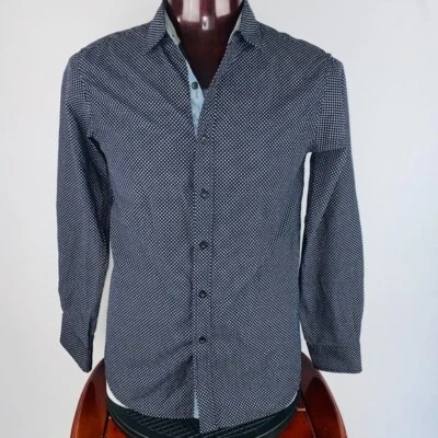 Sahara Club Shirt Black Gray Tiny Square Print Long Sleeve Button Down M - Image 1 of 4