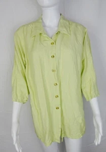 Avenue 22/24 Bluse mit Knopfleiste limettengrün 3/4 Arm leicht Übergröße Oberteil - Bild 1 von 6