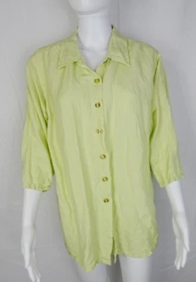 Blusa Avenue 22/24 Botones Frontales Verde Lima Manga 3/4 Ligera Talla Grande Top Foto 1 de 4