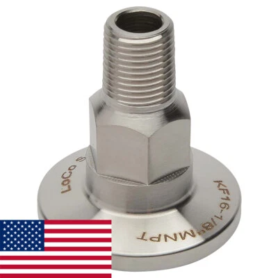 KF-16 NW-16 1/8" NPT (MALE) Adapter Vacuum Fitting SS304 LoCo SCIENCE!!