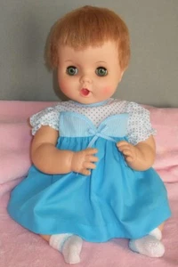 Aqua Polkadots Doll Dress fits vintage 16-18 inch Babydolls, Old Store Stock - Picture 1 of 3