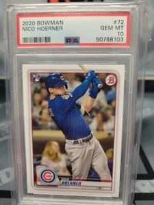 2020 Bowman Nico Hoerner Rookie PSA 10 - Cubs #72 - Picture 1 of 2