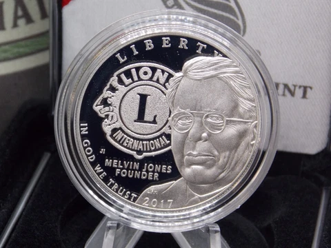 2017 "P" International *LIONS CLUB* Centennial Proof Silver Dollar $1 Box & COA Cover