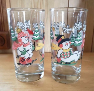 Home Interiors 1999 Snowman Drinking Glasses Set of 2 – 5.5” Holiday - Picture 1 of 7