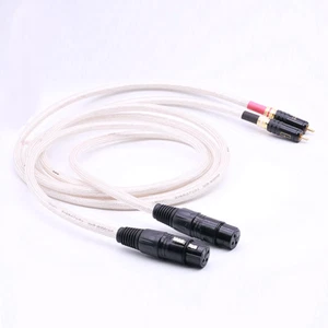 Pair OCC Silver-Plated Wire HIFI Audio Interconnect Adapter Cable RCA to XLR - Picture 1 of 4