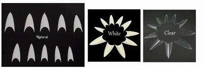 DRESS YOUR NAILS FALSE NAILS Stiletto scharfe falsche Nailart Tips halbe Abdeckung - Acryl weiß + klar Salon - UK
