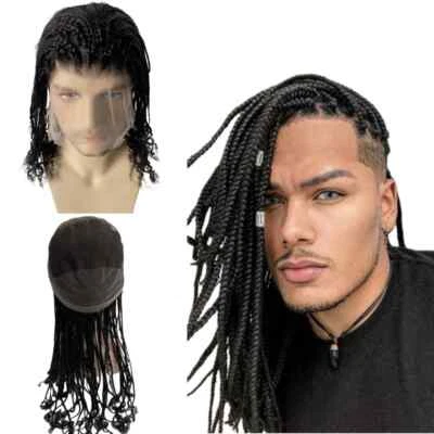 Caja Trenzas Pelucas de Encaje Completo Unidad de Cabello Humano para Hombres Negros Foto 1 de 4