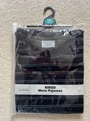 MENS PRIMARK STRIPED NAVY/GREY PYJAMAS 2 PIECE SIZE MEDIUM (38-40 IN) - Image 1 of 4