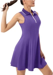 Womens Tennis Golf Dress Sport Activewear Workout V-Neck w/ Shorts/Pocket Medium - Picture 1 of 7