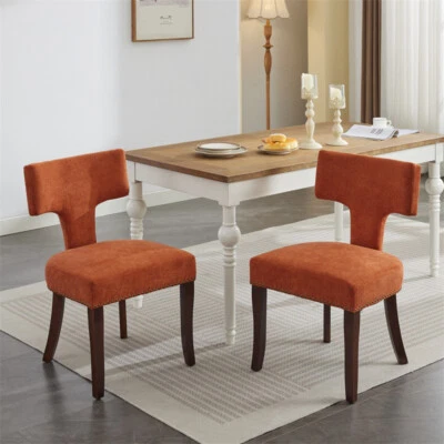 Modern Dining Chairs Set of 2,with Accent Chair Curved Backrest , Orange