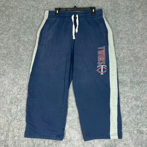 Minnesota Twins Mens Pants Large Navy White Short Sweatpant MLB Baseball Logo Cover