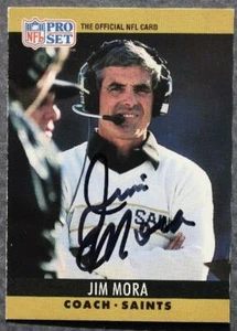 New Orleans Saints Coach Jim Mora 1990 autografiado Pro Set de tarjetas ¿PLAYOFFS? GENIAL-- - Imagen 1 de 1