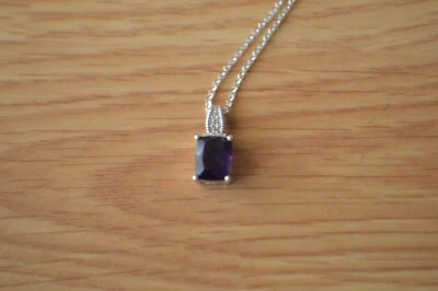 2.40ct Amethyst / Zircon Pendant with 18" Chain Rhodium over Sterling Silver - Image 1 of 4