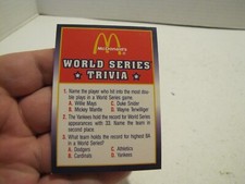 RARE 1990 SCORE MCDONALDS WORLD SERIES TRIVIA CARD #2 NOT MINT READ 3