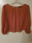 Size 10 Jane Norman Sheer Tan Puffed Sleeved Short Over Top