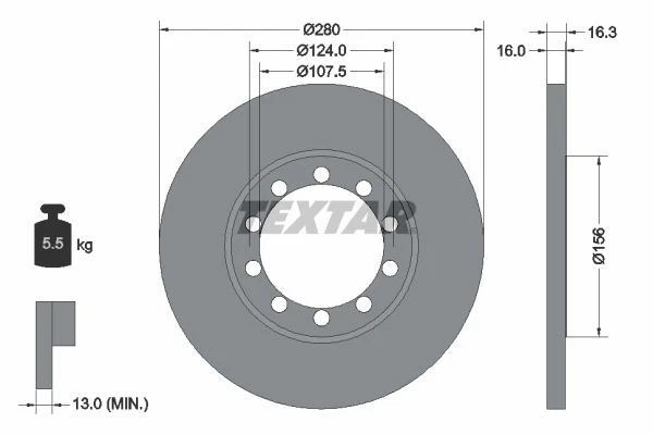 TEXTAR 92152003 BRAKE DISC Rear - Image 1 of 1